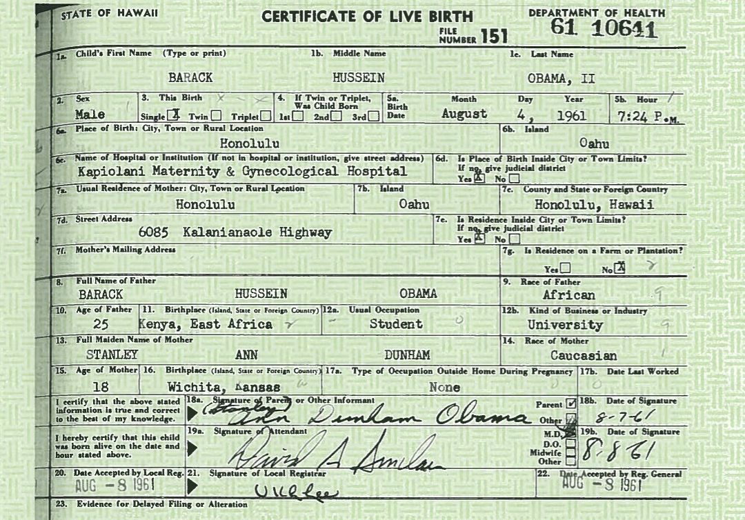 Obama's long form birth certificate