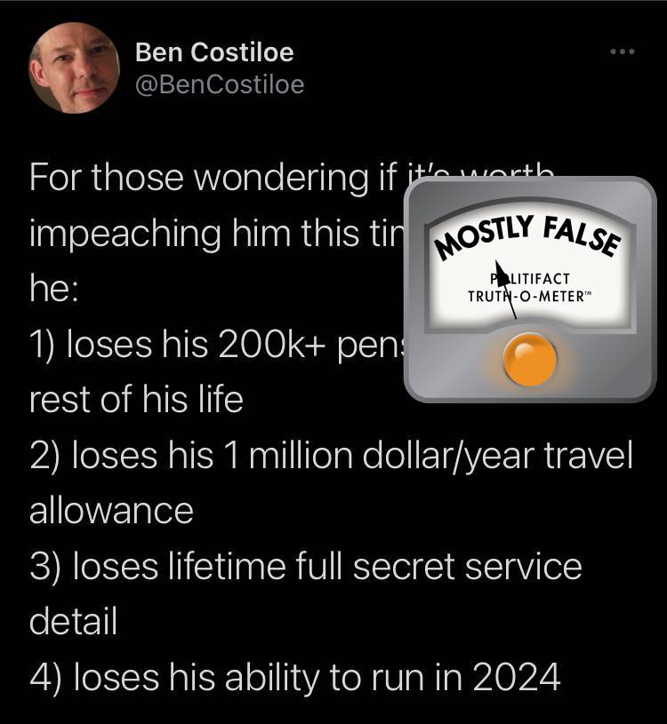 Impeachment penalties claim