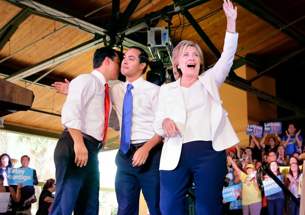 Joaquin and Julian Castro, Hillary Clinton, San Antonio 10/15/15
