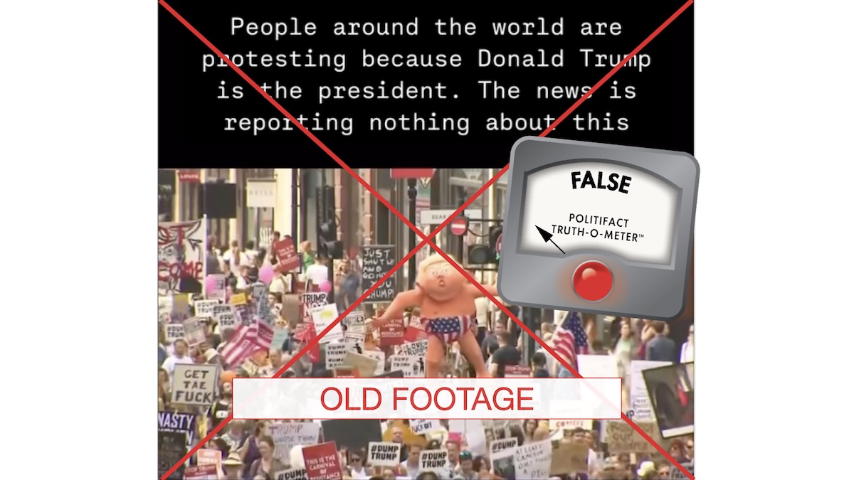 False rating, Anti-Trump 2018 London protests,  7/13/18