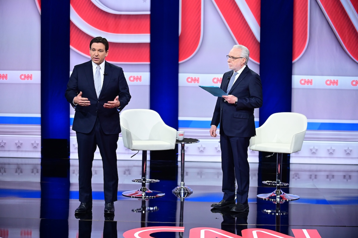 Florida Gov. Ron DeSantis and CNN anchor Blitzer CNN town hall in Henneker, N.H., 1-16-2024
