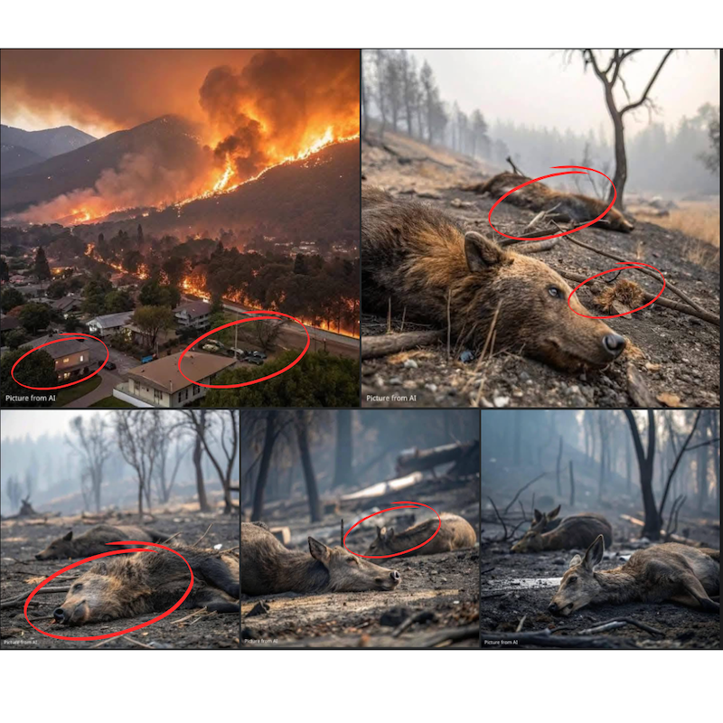 Mostrando señales de IA en foto de incendio de animales 01-13-25