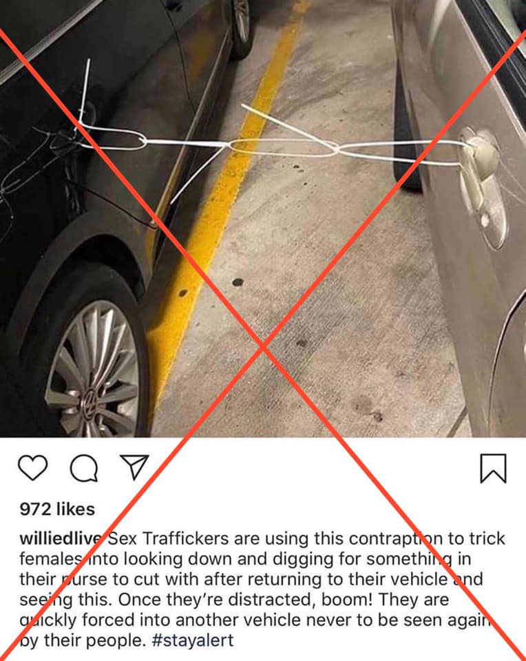 Zip tie trafficking FB post