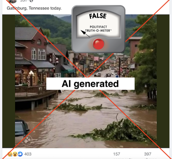 Gatlinburg AI flooded image False embed
