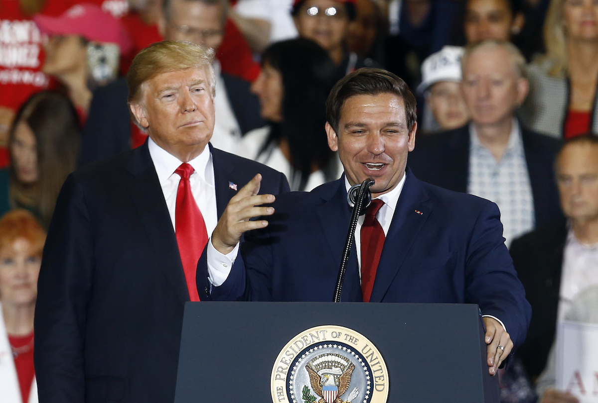 Trump and DeSantis at a 2018 rally in Pensacola Florida