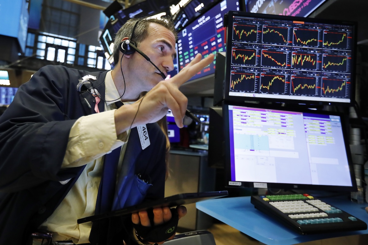 Trader on floor of NYSE