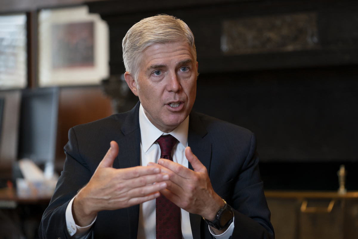 Justice Neil Gorsuch speaking Sept. 2019