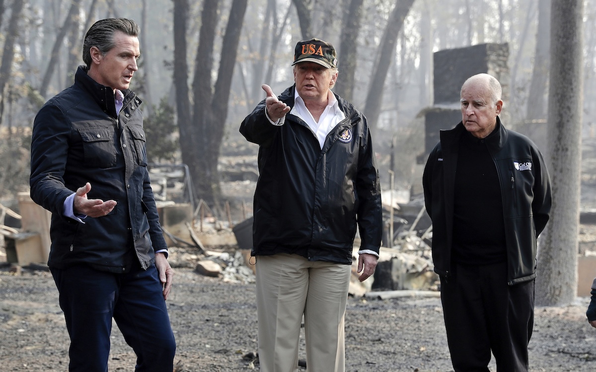 Trump, Brown, Newsom walk after California fires 11-17-2018