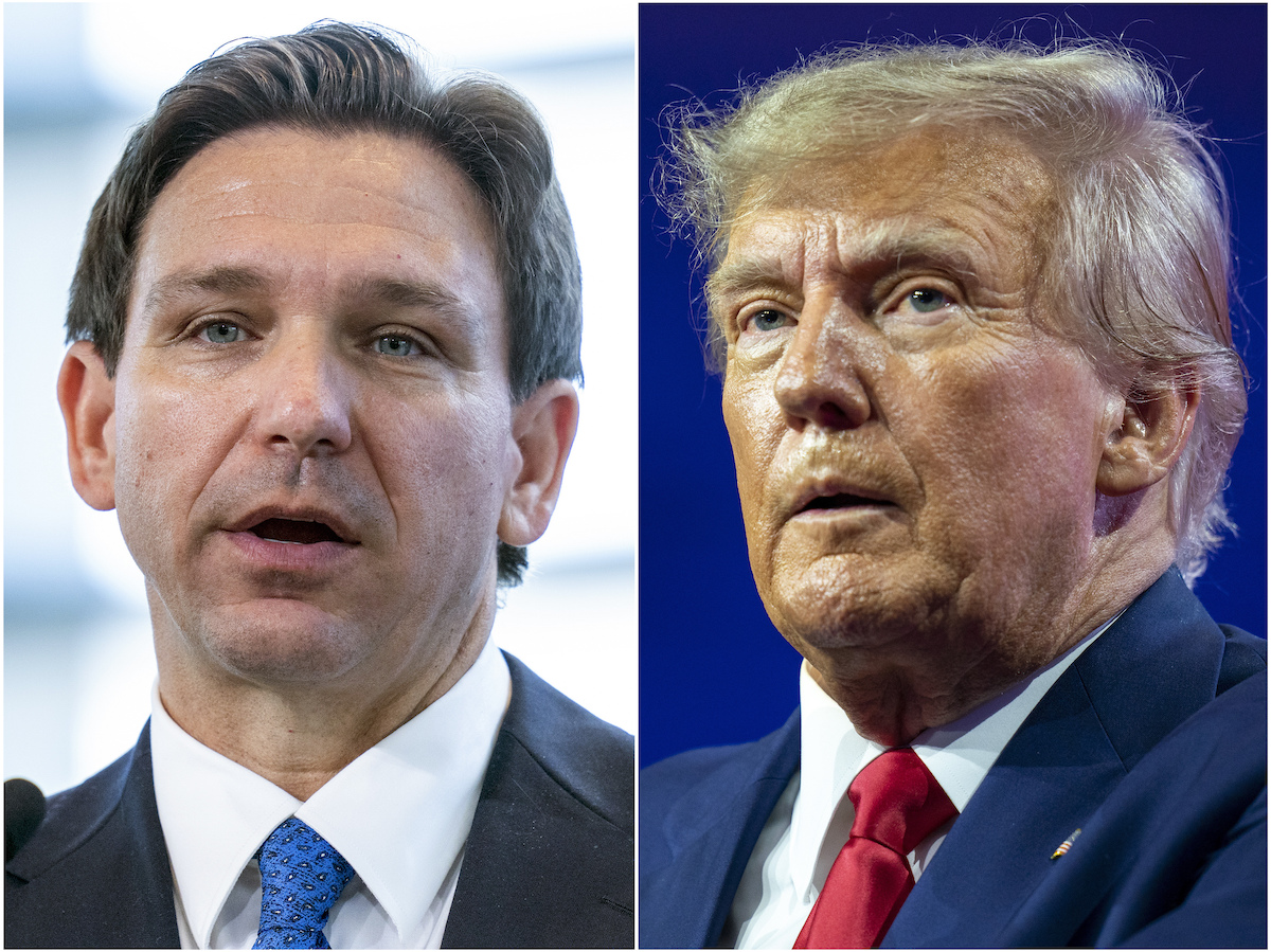 Donald Trump and Ron DeSantis side by side photo (April/March 2023)