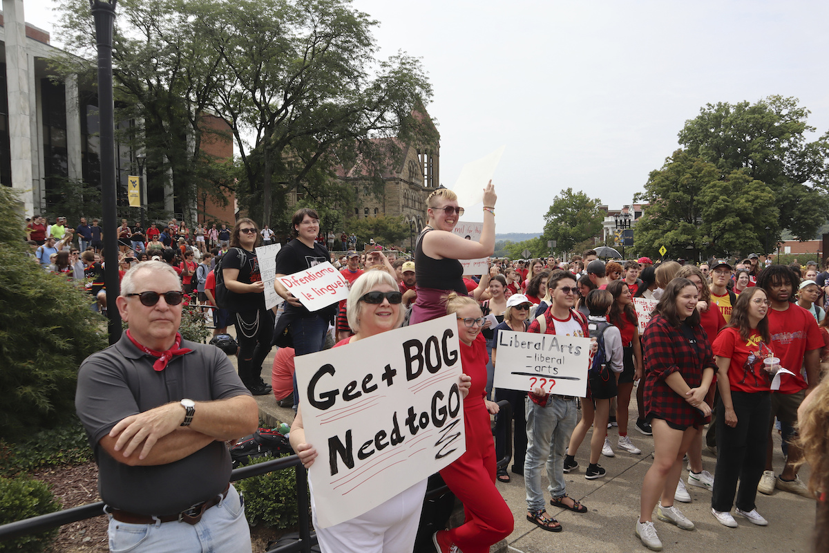 WVU protest for debt load story