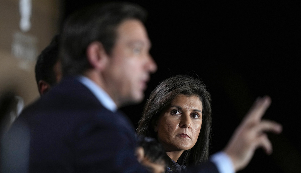 Nikki Haley in focus, DeSantis out of focus at Family Leader's Thanksgiving Family Forum, 11-17-2023