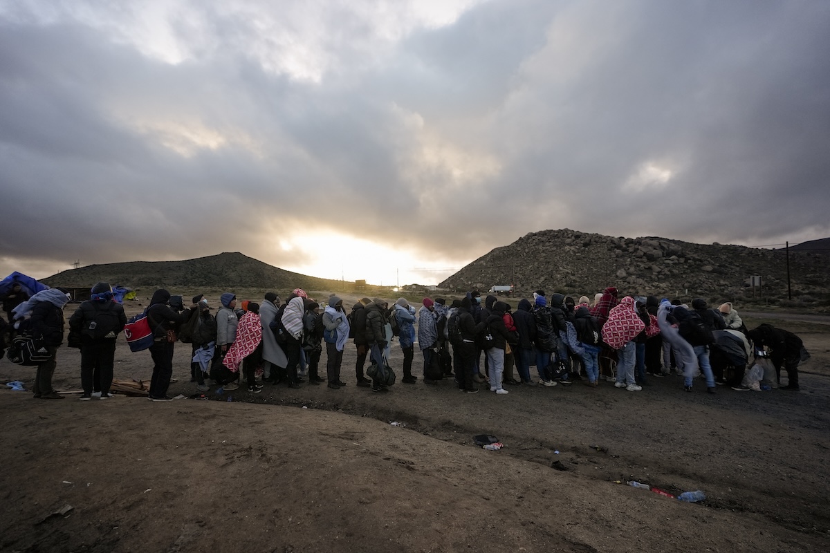 Asylum seekers line up at the California border, 2-2-2024