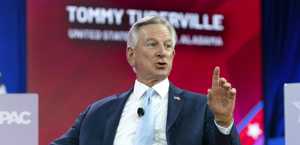 Tommy Tuberville speaking at CPAC in Oxon Hill, Md., 2-22-2024