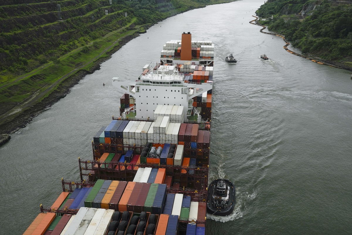 Cargo ship in Panama Canal