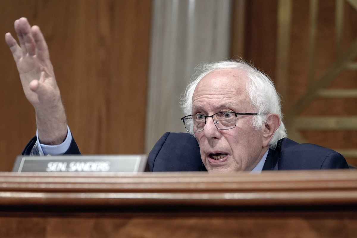 Sen. Bernie Sanders, I-Vt., raising hand in committee in Washington, 9-24-2024