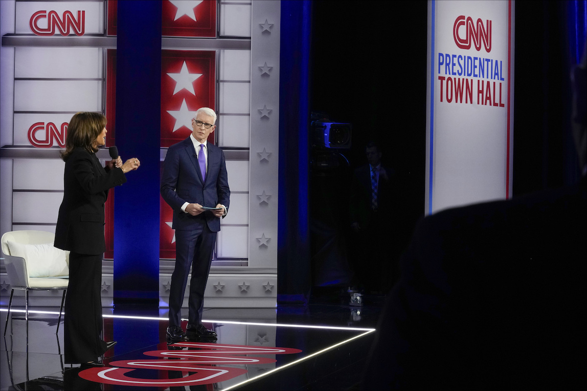 Farther away image Kamala Harris at CNN town hall, 10-23-2024