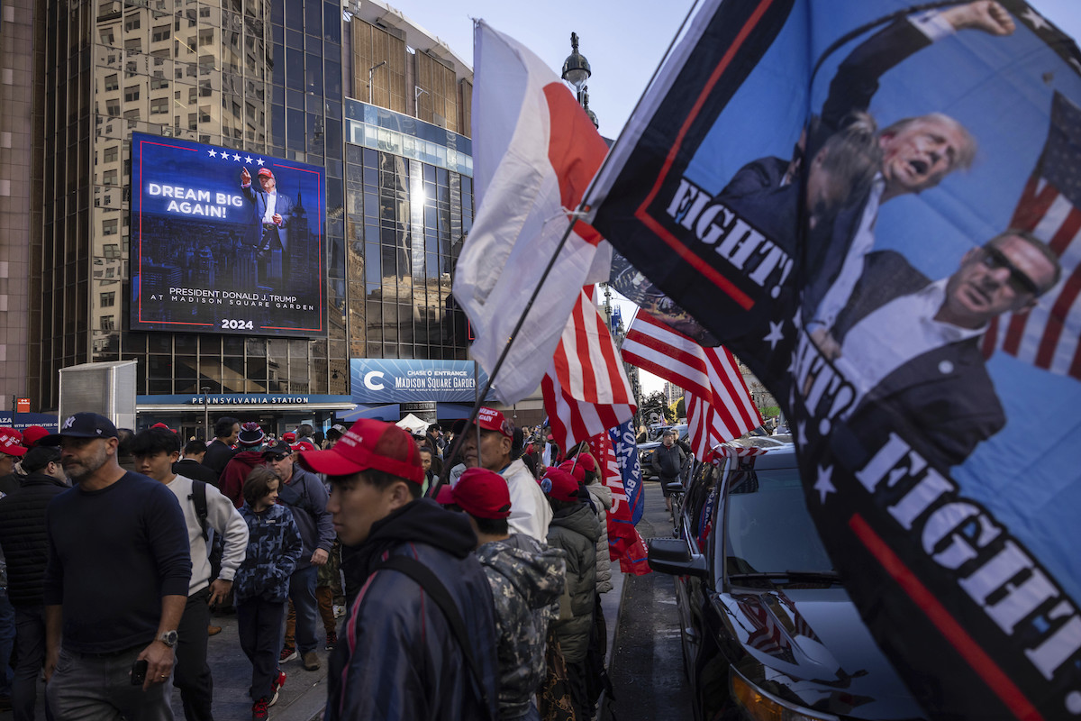 Outside of madison square garden trump rally, 10-27-2024
