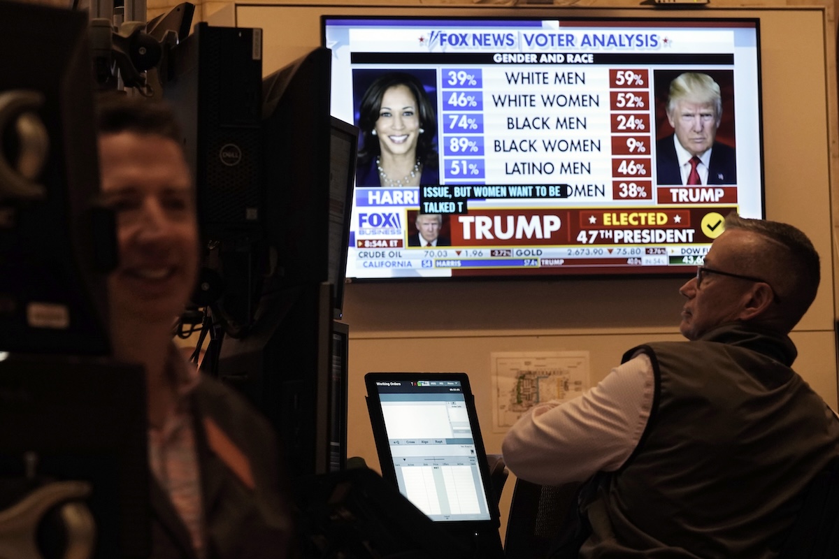 Presidential results on Wall Street screen