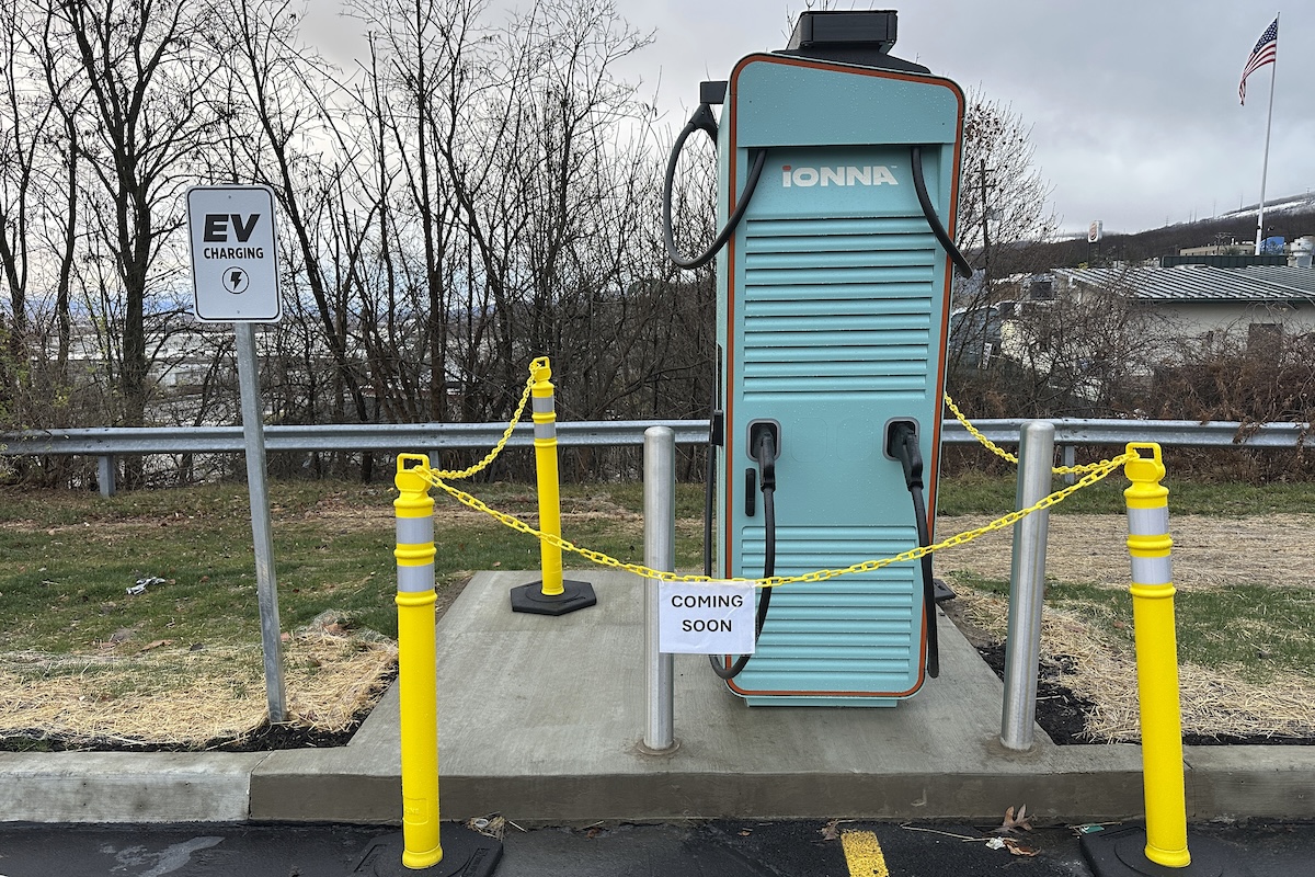 EV charger being installed in Scranton, Pa., 12-05-2024