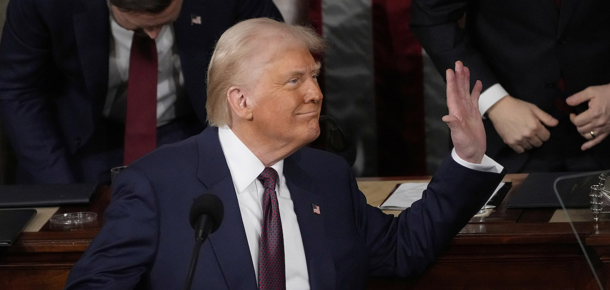 Trump waves during March 4 joint address to Congress