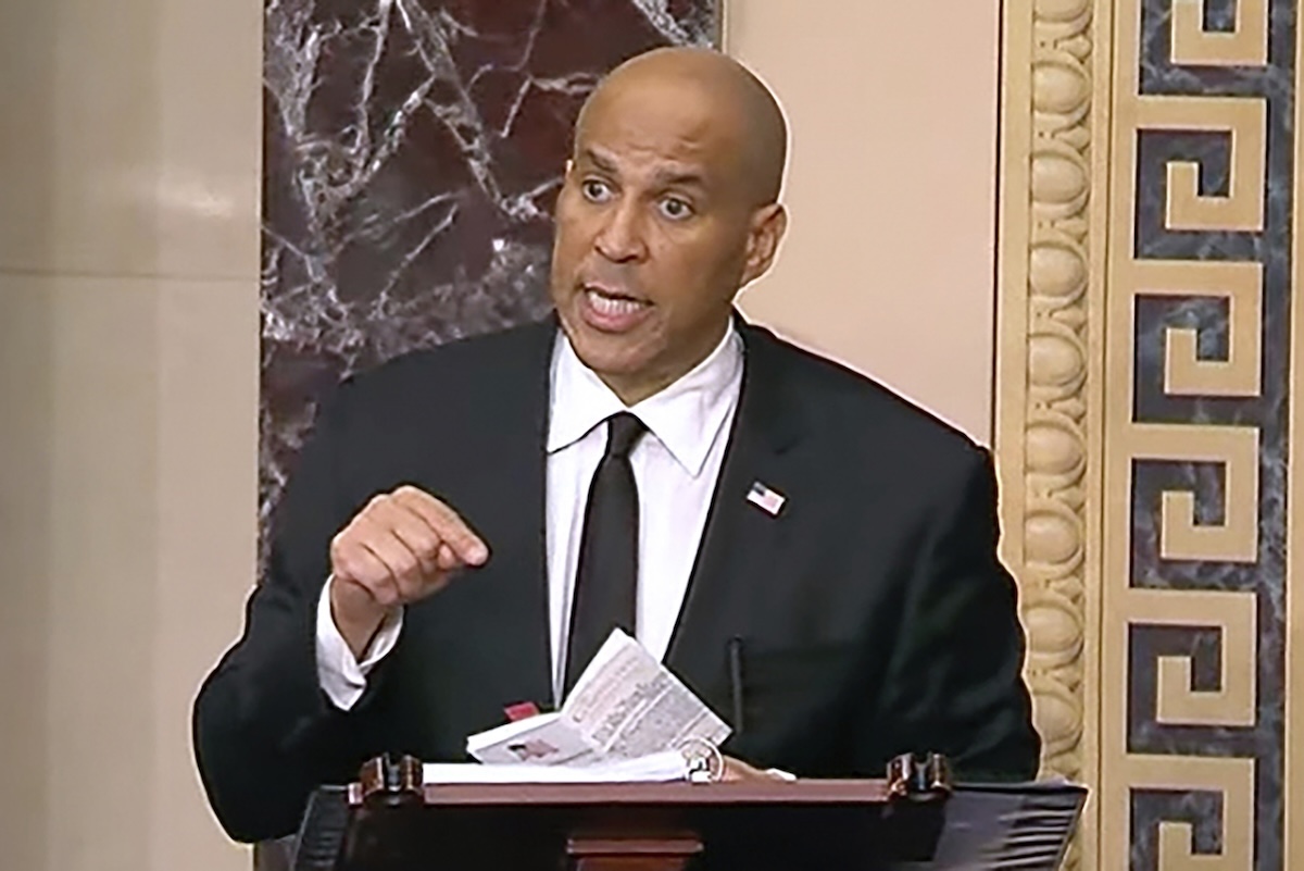 Cory Booker during his long Senate floor speech