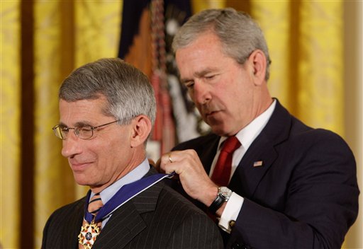 fauci and George W. Bush presidential medal of freedom 2008