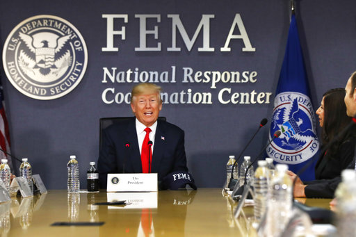 trump at fema headquarters aug 2017
