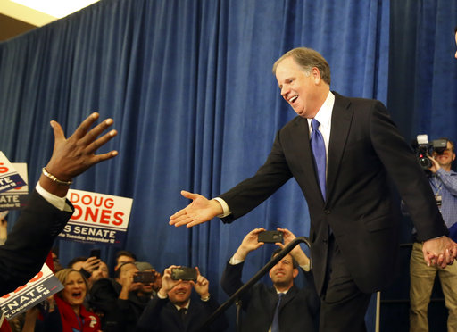 doug jones election night with supporters