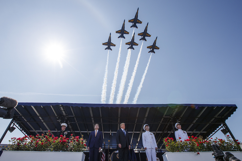 Donald Trump Naval Academy 2018 Blue Angel flyover