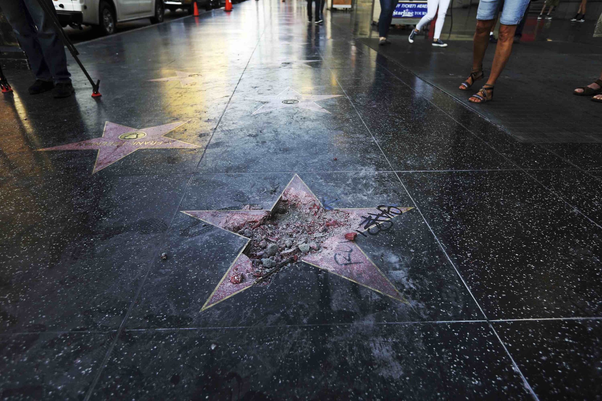 Trump Hollywood star vandalized