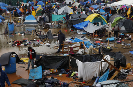 migrant flooded tents tijuana stadium (shelter now closed)