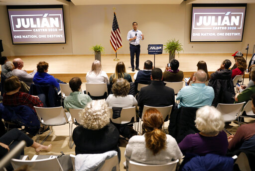 julian castro with crowd at iowa townhall feb 2019