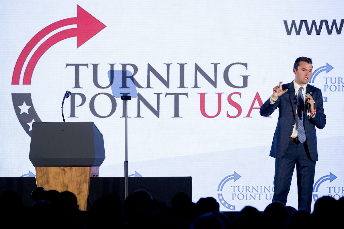 Charlie Kirk TPUSA speaking art