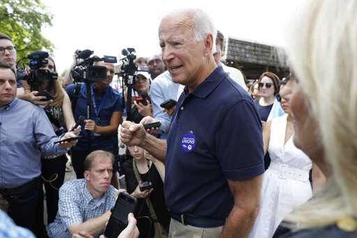 Joe Biden with reporters Iowa Sept 2 2019