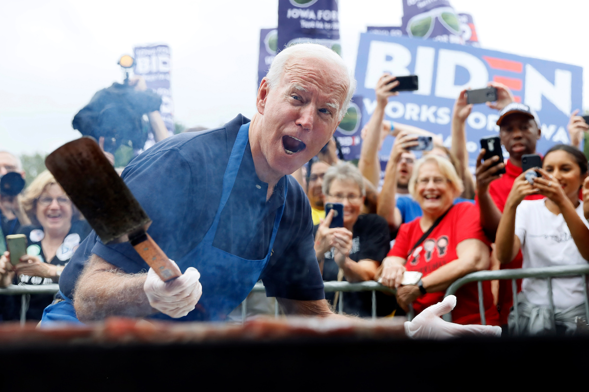 Biden Iowa steak fry grilling for Fox News burger story