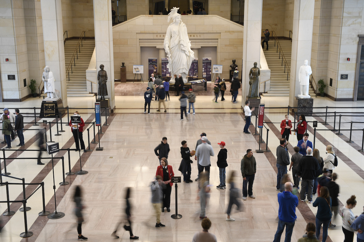 Visitors touring the Capitol Visitor Center