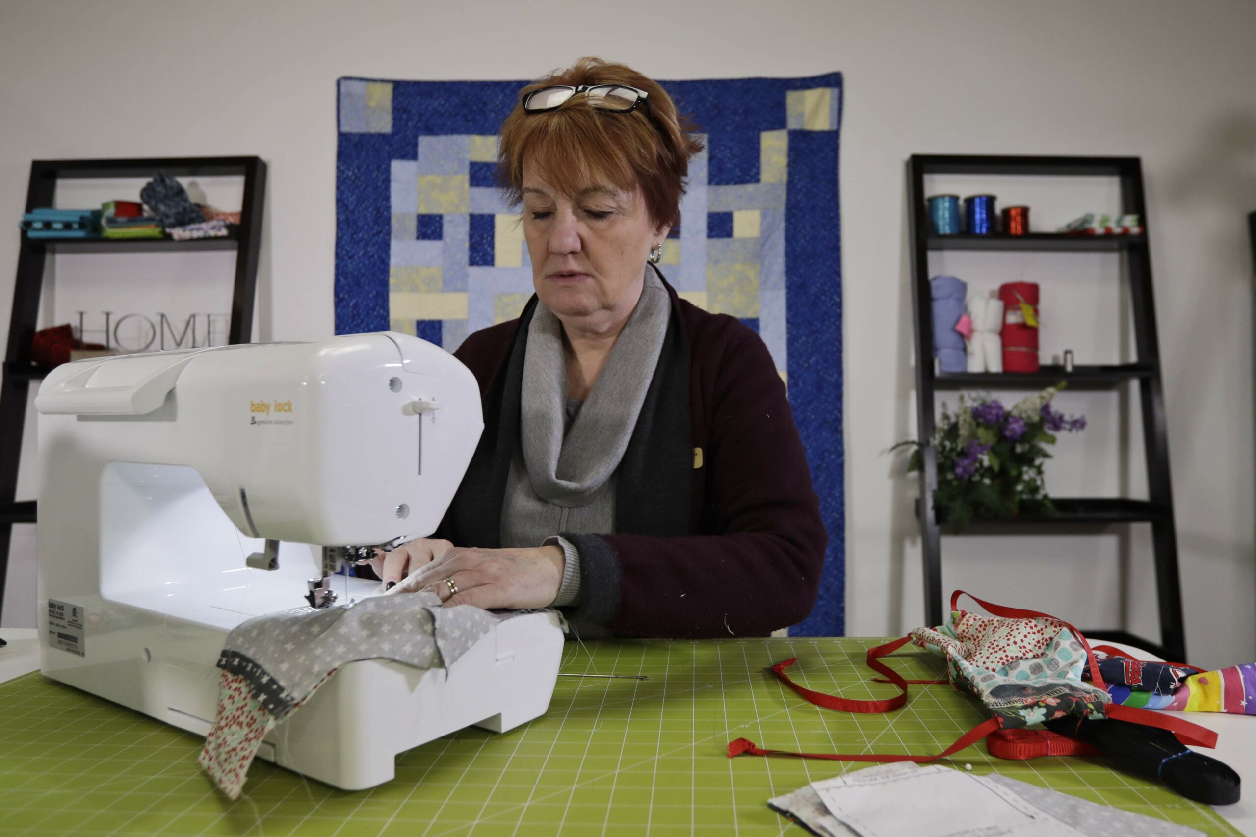 Sewing homemade face masks