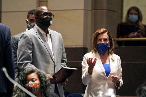 Pelosi and Philonise Floyd art