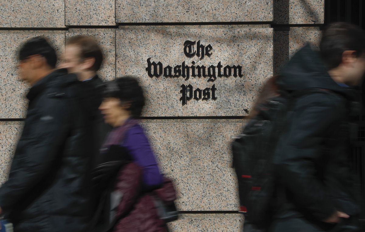 The Washington Post logo building art 2019