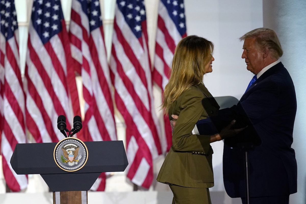 Melania and Donald embrace