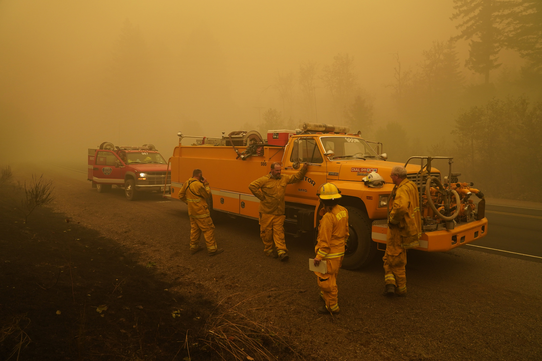 Oregon firefighters on road