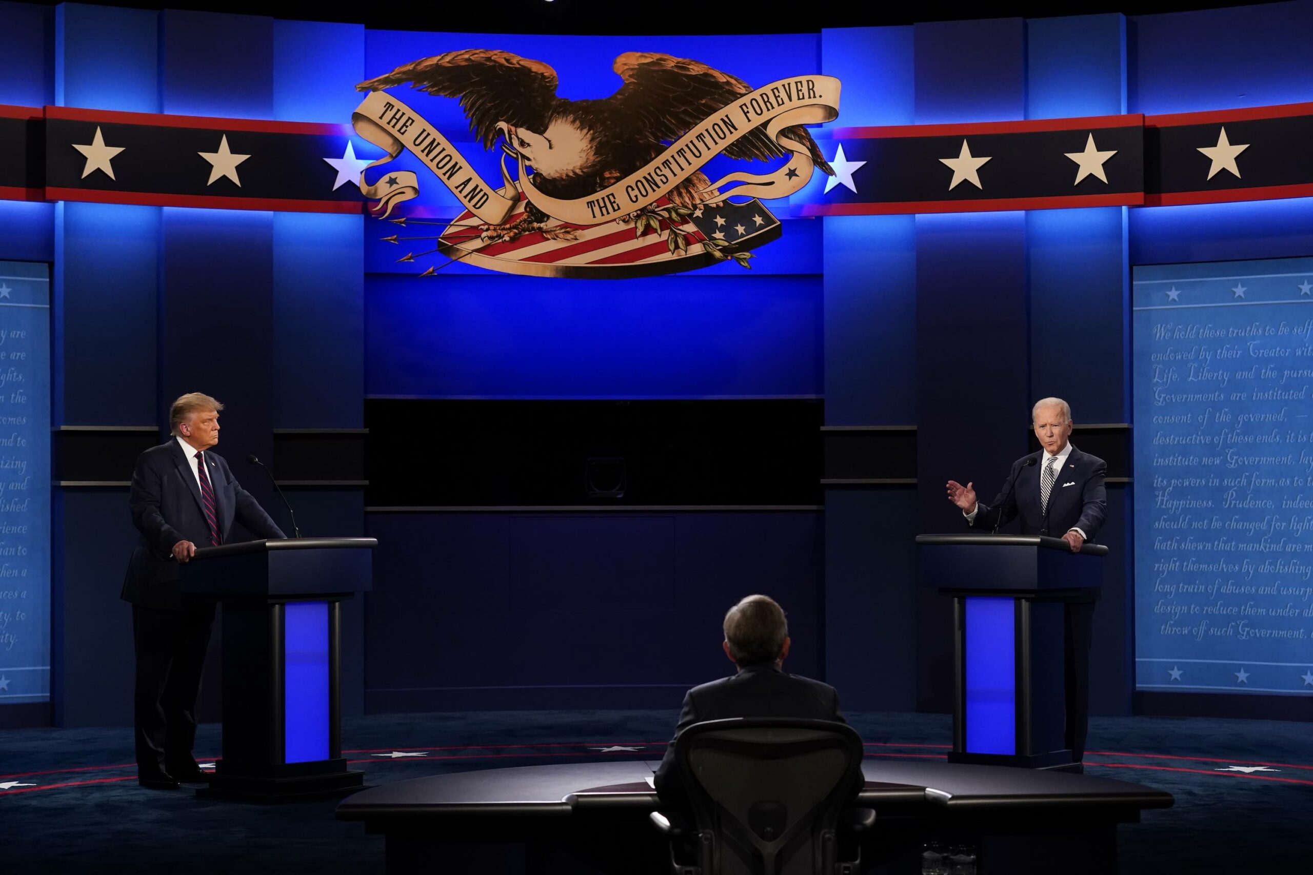 Trump and Biden on debate stage