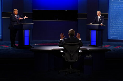 Debate photo - candidates facing wallace
