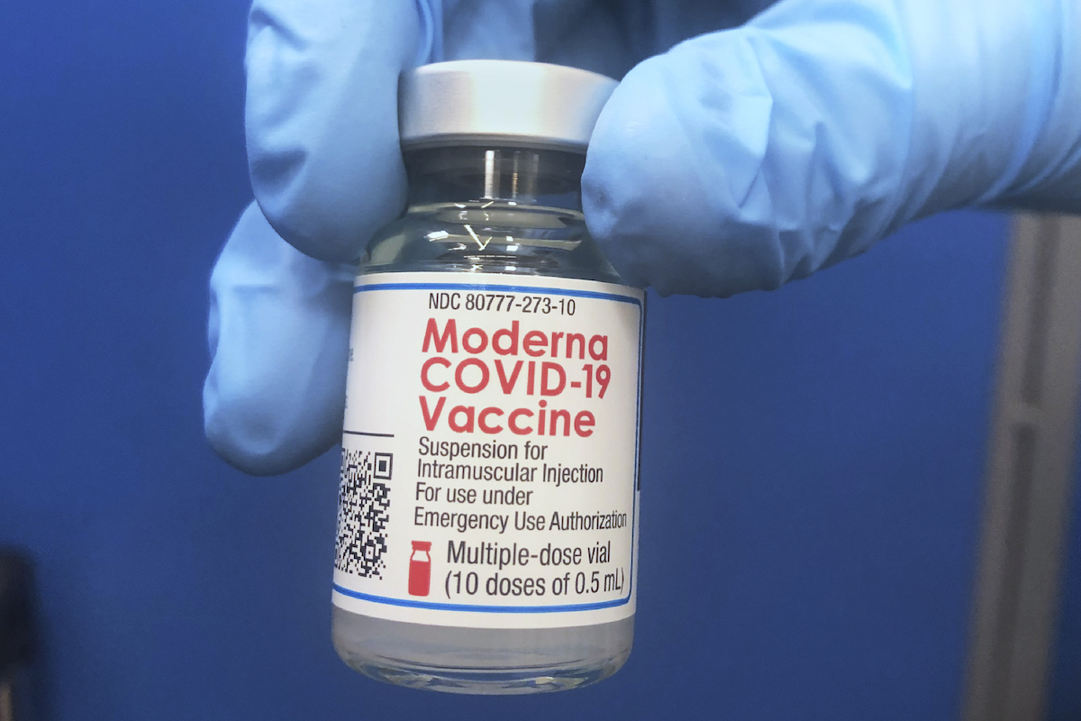 Moderna vial for vaccine misinfo wrap story