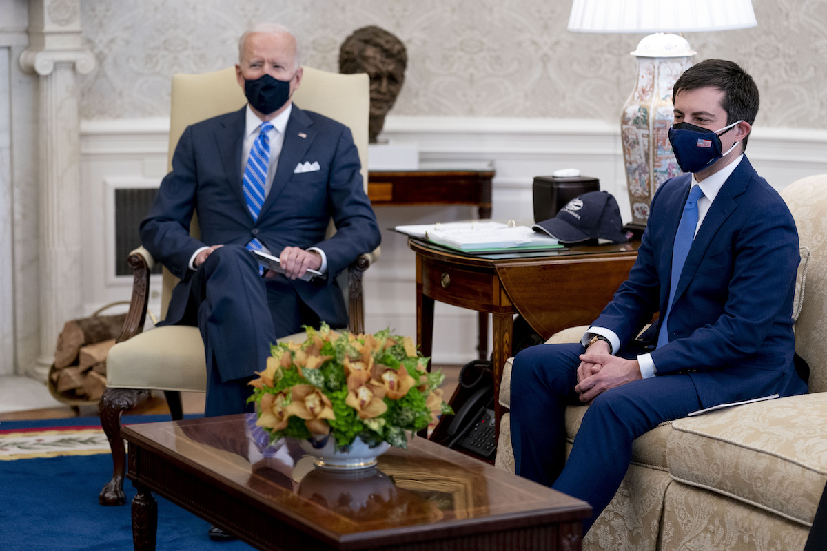 Biden Buttigieg Oval Office March 4, 2021 art