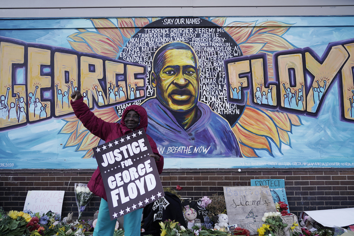 George Floyd justice mural after Chauvin verdict