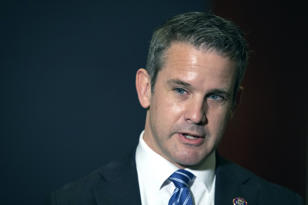rep adam kinzinger talking to reporters may 12 2021