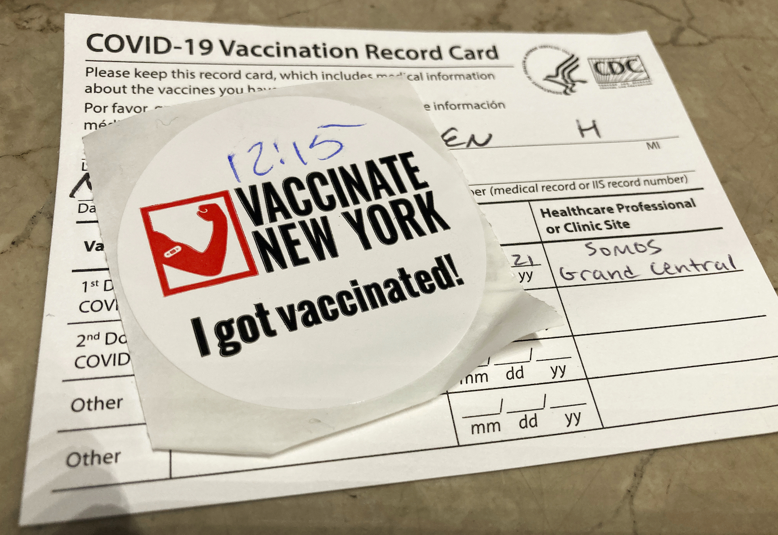 COVID vaccine card