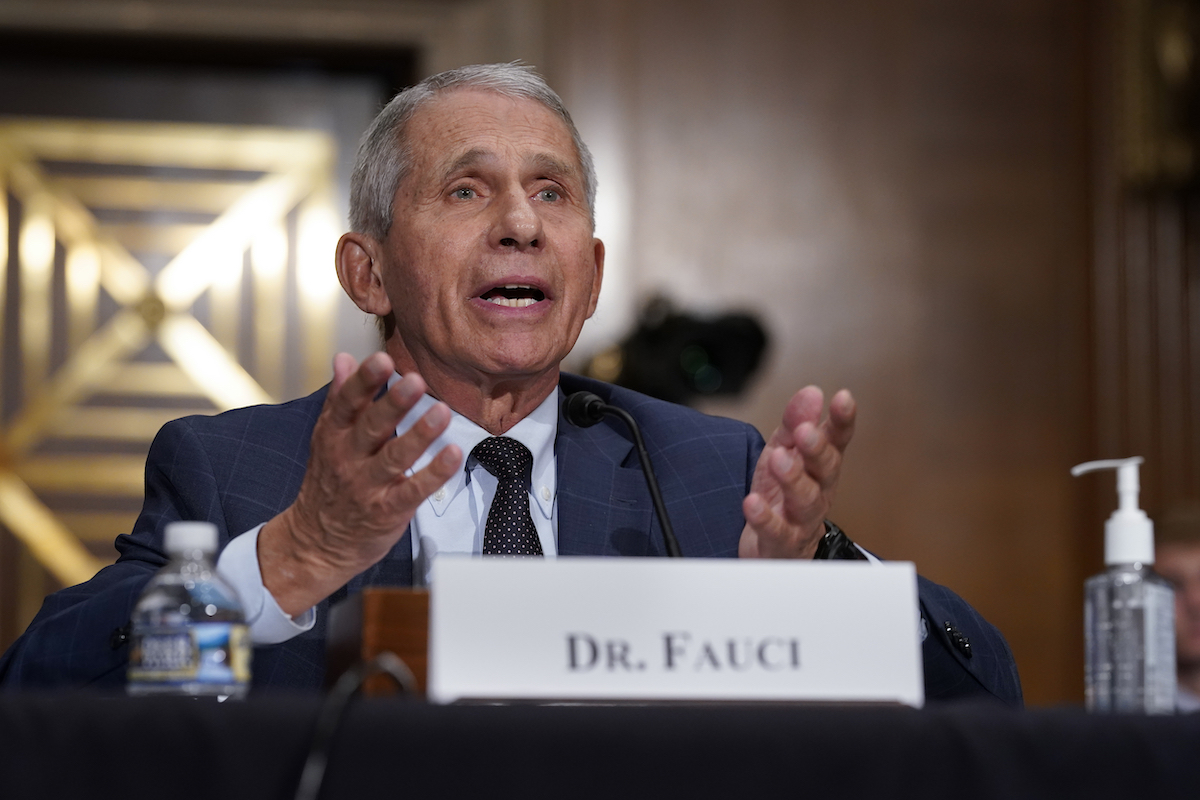 Fauci testifying before a Senate committee in July 2021