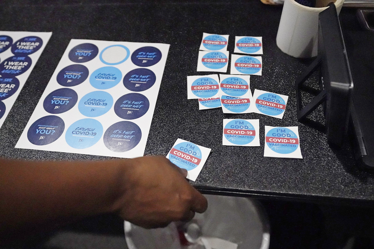 COVID-19 vaccine stickers mississippi july 2021